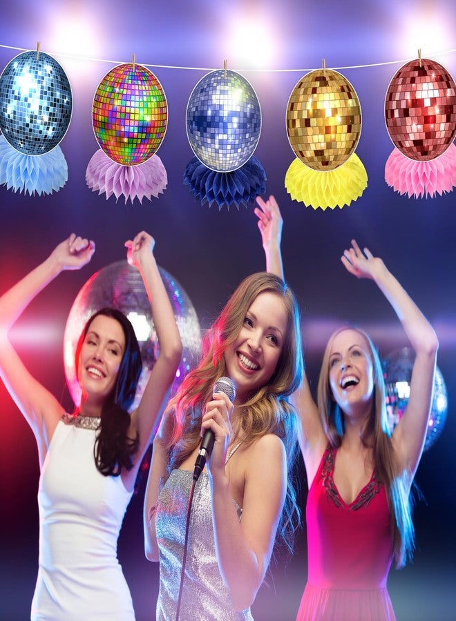 iPartyGo Disco Ball Honeycomb Centerpieces - 9 PCs Colorful 70s Disco Party Decorations Dancing Queen Disco Ball Table Centerpieces Retro Music Party Decor Disco Themed Prom Birthday Party Supplies - Image 3